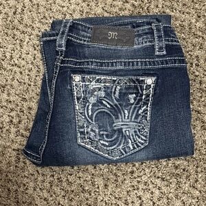 Miss Me Dark Blue Boot Cut Jeans with Embroidered Pockets